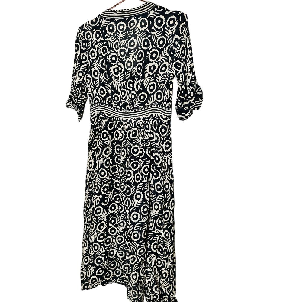 SEA NEW YORK Black White Ink-Dot Bloom Front Button Midi Dress Size 4 - Picture 5 of 13